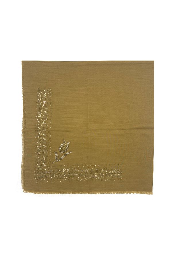 Taş İşlemeli Flamlı 10'lu Set Yazma Gül Desenli Hediyelik Eşarp 100x100cm Dağıtmalık Toptan - 2