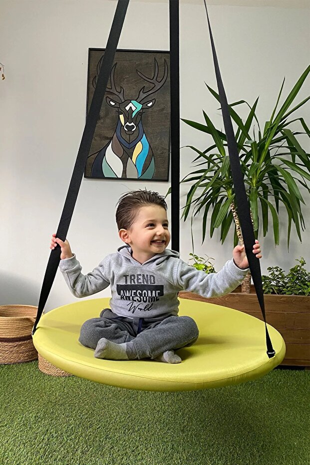 Tavana Asılan Ev Tipi Çocuk Salıncağı - Yuvarlak Bebek Çocuk Hamak Salıncak - 1