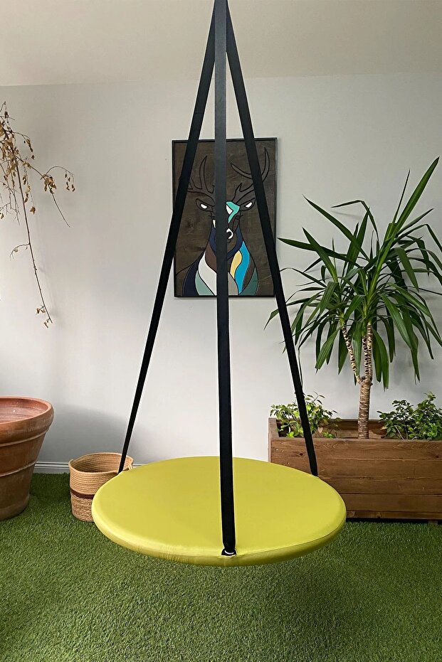 Tavana Asılan Ev Tipi Çocuk Salıncağı - Yuvarlak Bebek Çocuk Hamak Salıncak - 3