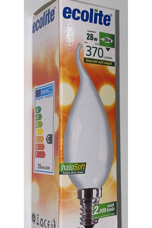 Halojen Mum Ampul - Kıvrık Buji Ampul - Sarı Işık Dim Edilir Soft 5 Adet - 2