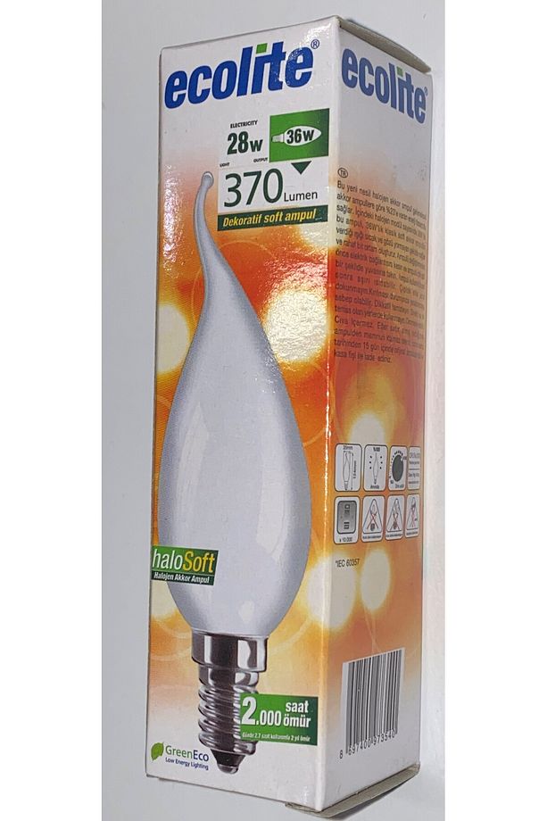 Halojen Mum Ampul - Kıvrık Buji Ampul - Sarı Işık Dim Edilir Soft 5 Adet - 5