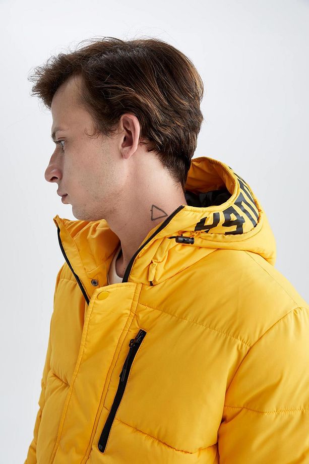 Regular Fit Dik Yaka su Itici Isı Yalıtımlı Warmtech şişme Mont - 4