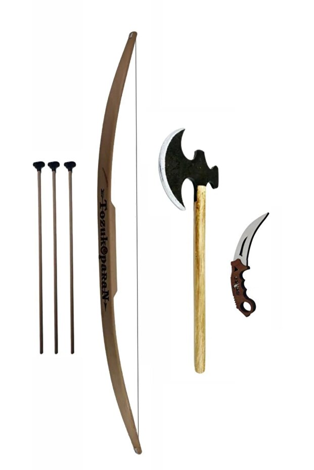 Wooden Arrow Bow Wooden Ax Karambit Toy Set