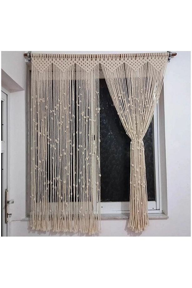Rustik Ve Bohem Tarzı Makrome Perde Pencere Kapi Perdesi 100×120 cm - 1