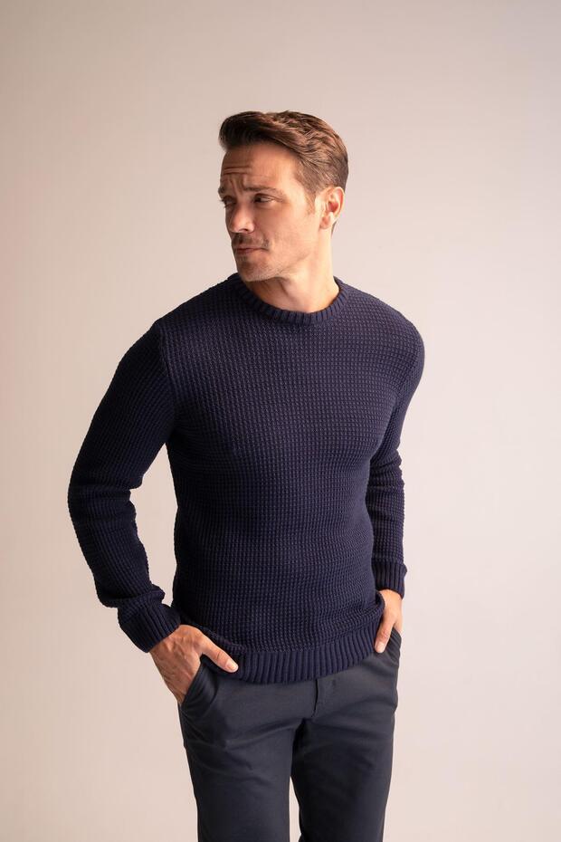 Regular Fit Bisiklet Yaka Triko Kazak - 3