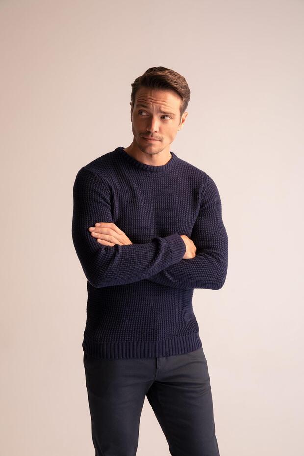 Regular Fit Bisiklet Yaka Triko Kazak - 1