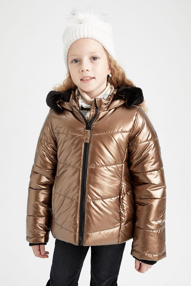 Kız Çocuk Kapüşonlu Polar Astarlı Mont X7287a622au - 4