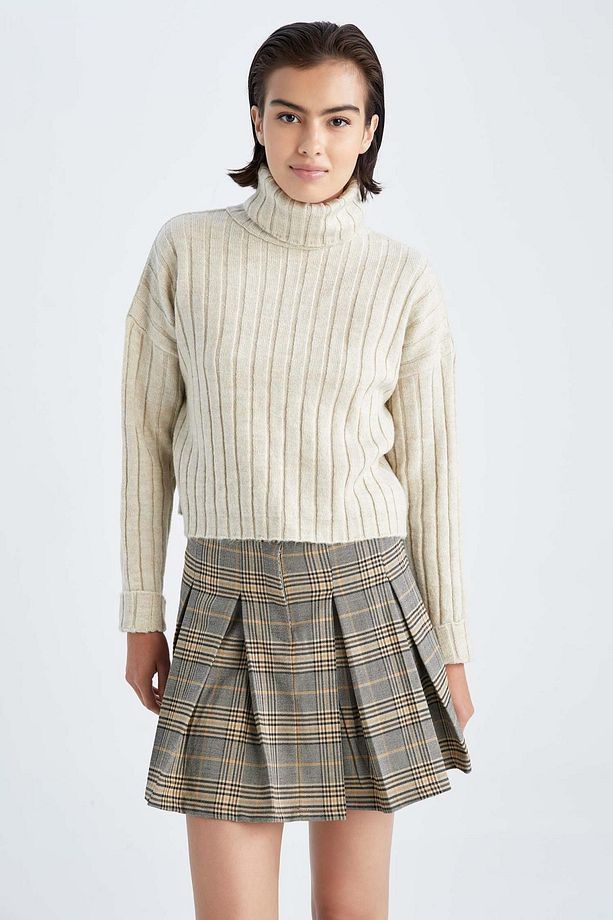 Balıkçı Yaka Oversize Fit Ekstra Yumuşak Crop Kazak - 3