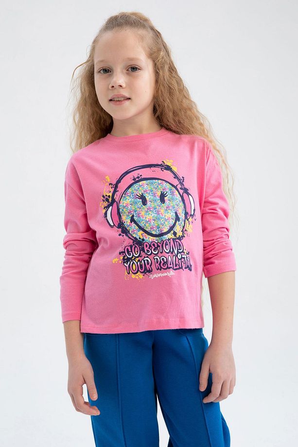 Kız Çocuk Smileyworld Bisiklet Yaka Uzun Kollu Tişört - 3