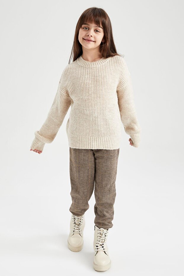 Dívčí kostkované tepláky Jogger - 1