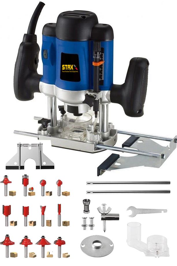 Germany 3500 Watt 6 Kademe Devir Ayarlı Dikey Formika Freze Makinesi 8 Mm Pens + 12 Adet Uç Seti - 1