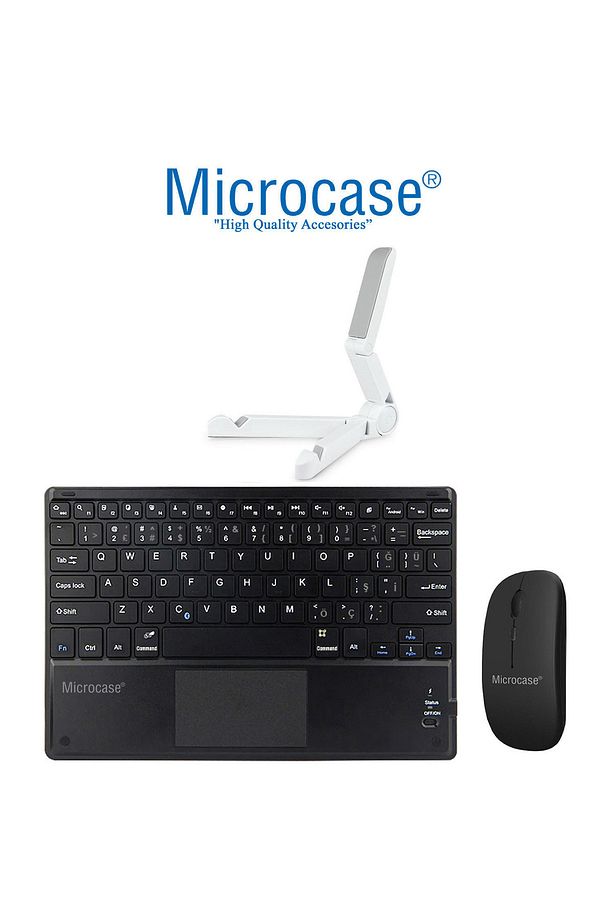 Samsung Tab S9 Fe Plus Sm-x610için Touchpad Bluetooth Klavye 24cm (TR STİCKER) Bt Mouse Stand Al2766 - 8