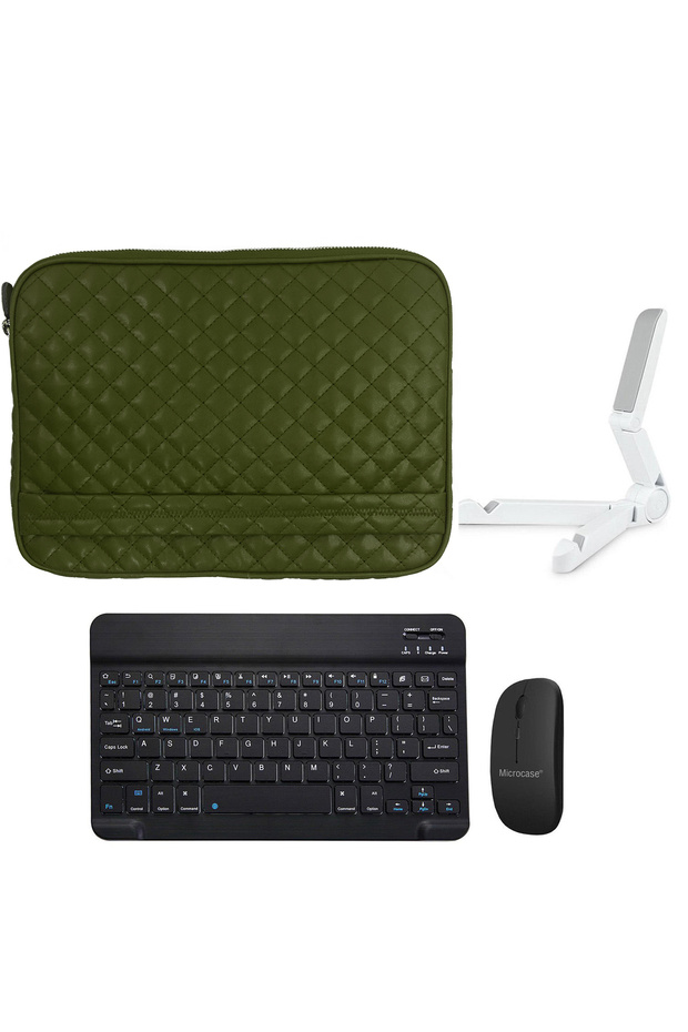 Samsung GalaxY Tab A9 SM-X110 8.7 Uyumlu Kapitone Tablet Çanta+Bt Klavye+Mouse +Tablet Standı AL8123 - 1