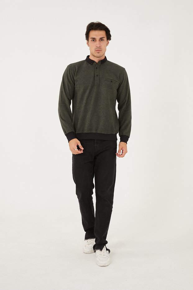 KMKOMBİN FATHER MEN'S POCKET SHIRT COLLAR SPECIAL THESALONİK SWEATER