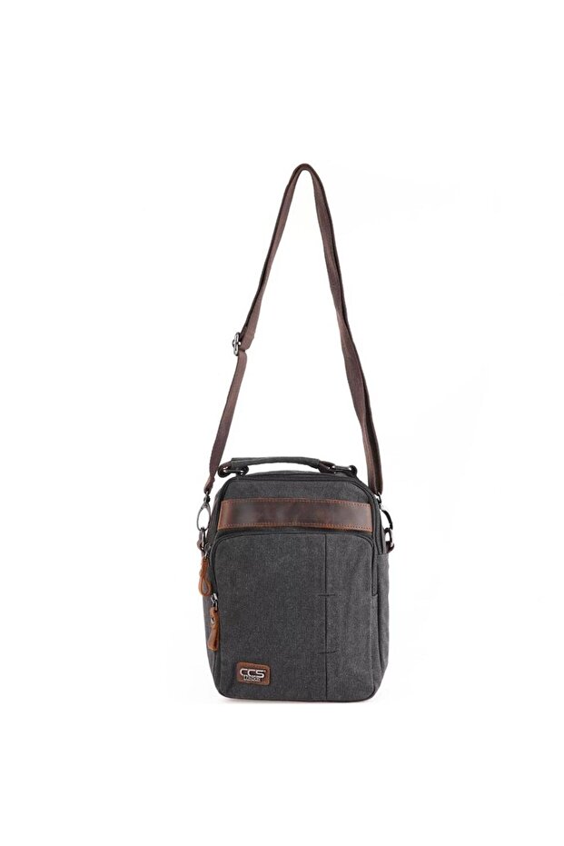 Ççs 31357 Canvas Postman Shoulder Bag with Strap Black - 3