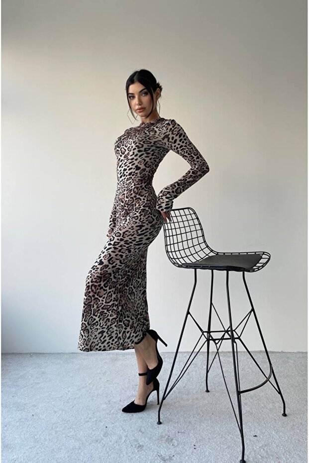 KANE UZUN ELBİSE LEOPAR - 3