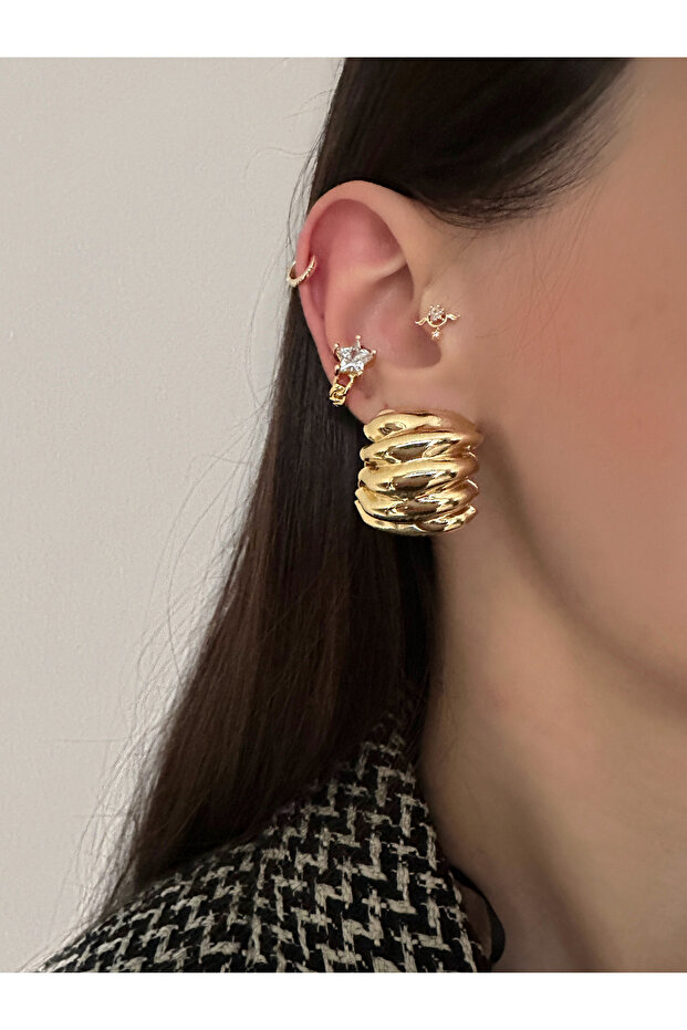Thick Serrated Earrings - 1