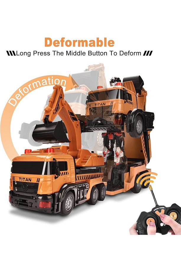 (yurt dışından)Hodlvant Transform Robot Araba Ekskavatör Oyuncak Kamyon, Tek Tuşla Deformasyon - 3