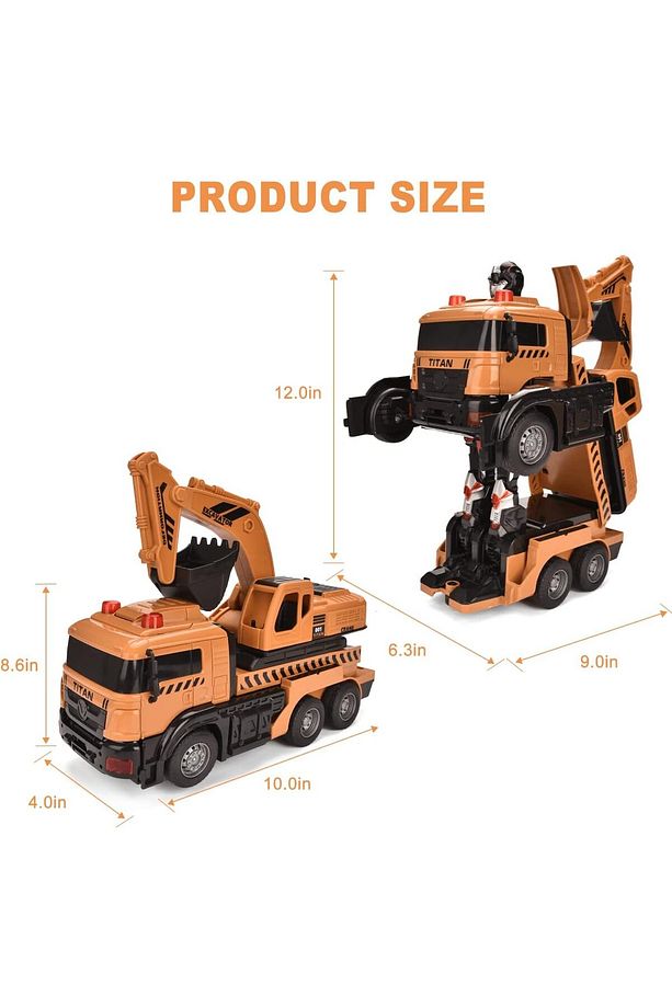(yurt dışından)Hodlvant Transform Robot Araba Ekskavatör Oyuncak Kamyon, Tek Tuşla Deformasyon - 7
