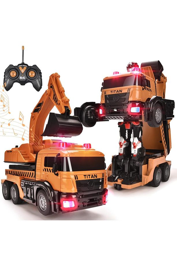 (yurt dışından)Hodlvant Transform Robot Araba Ekskavatör Oyuncak Kamyon, Tek Tuşla Deformasyon - 1