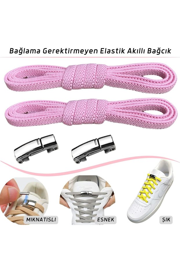 Pink Takbırak Magnetic Elastic Laces - Kids and Elderly Sneakers