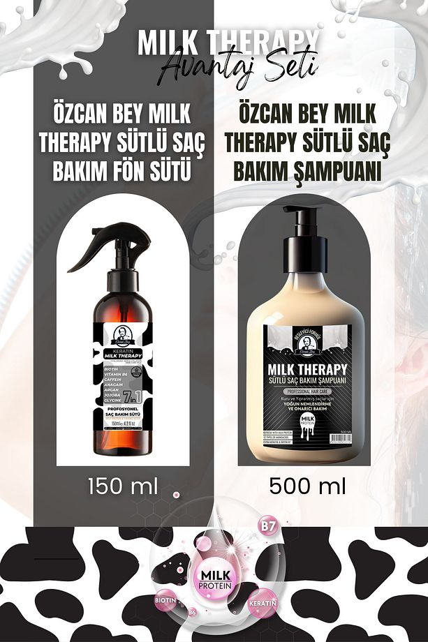 Milk Therapy Avantaj Seti Sütlü Milk Saç Şampuanı 500ml ve Sütlü Saç Bakım Keratin Fön Sütü 150ml - 6