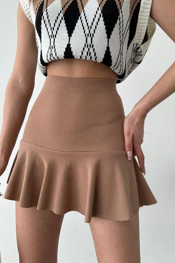 Fitilli Volanlı Şort Etek-mini Şort Etek - 3