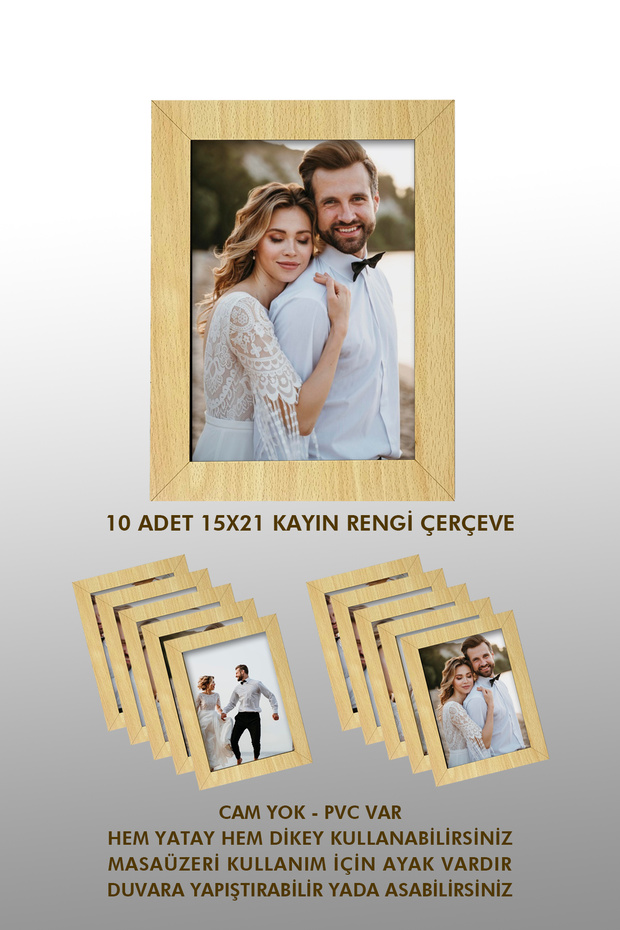10 Adet Kayın 15X21 Mdf Çerçeve - Ahşap Çerçeve - 15x21 A5 Çerçeve - 1