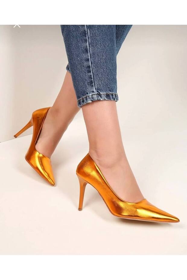 Women's Orange Stiletto Classic Heeled Shoes