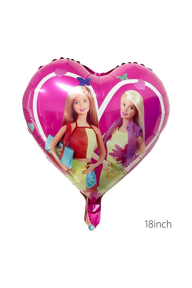 Barbie Folyo Balon Set Barbie Kalp Pembe 3 Yaş Balon Set Barbie Konsept Doğum Günü Set Yaş Balon Set - 3