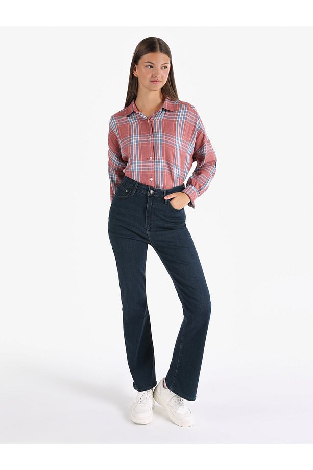 791 Monica Regular Fit Normal Bel Geniş Paça Koyu Mavi Kadın Pantolon - 1