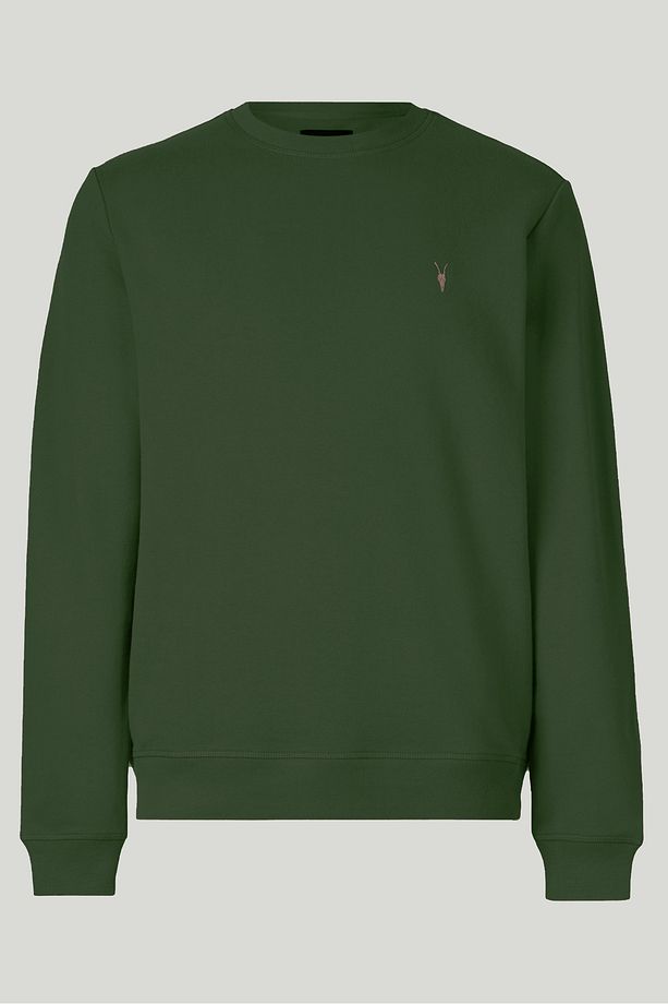 Haki Renk Basic Bisiklet Yaka Relaxed Regular Erkek Sweatshirt - 1