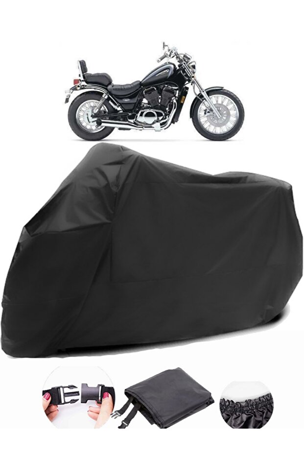 Suzuki VS 800 Intruder Rear Bag Compatible Black Motorcycle Tarpaulin Waterproof Durable Fabric