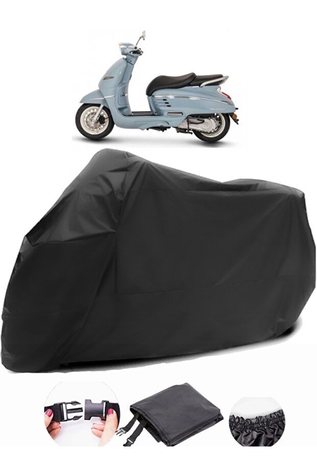 Peugeot Django 150 Rear Bag Compatible Black Motorcycle Cover Waterproof Durable Fabric