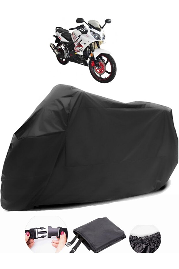 Yuki YX 200 Compatible Black Motorcycle Tarpaulin Waterproof Durable Fabric