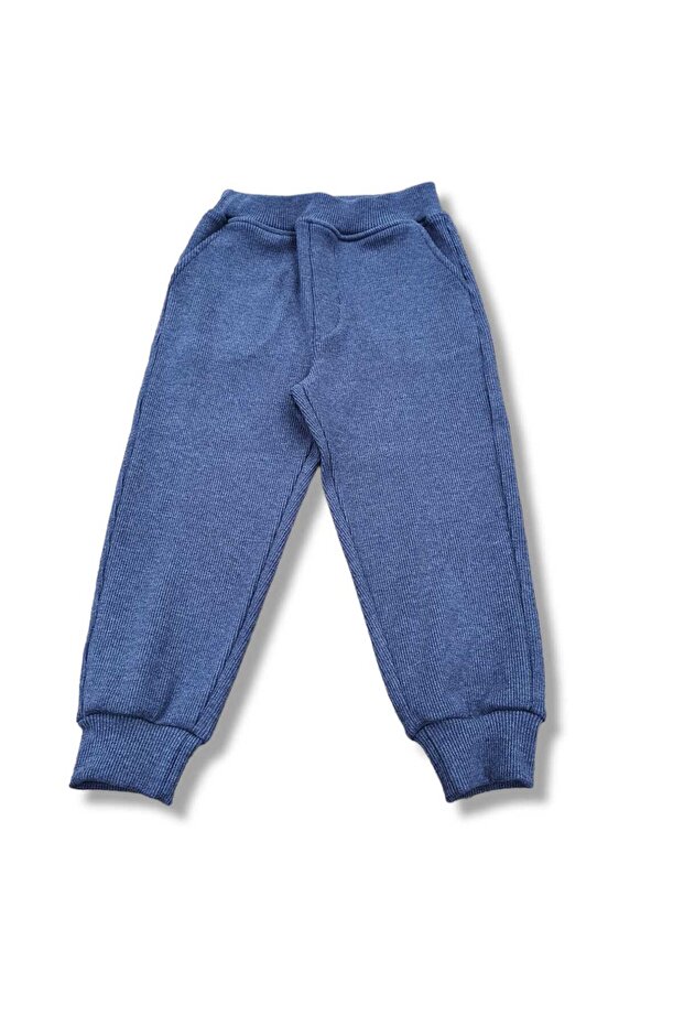 Boy's Tracksuit with Pockets Ribbed Knit Dark Blue
