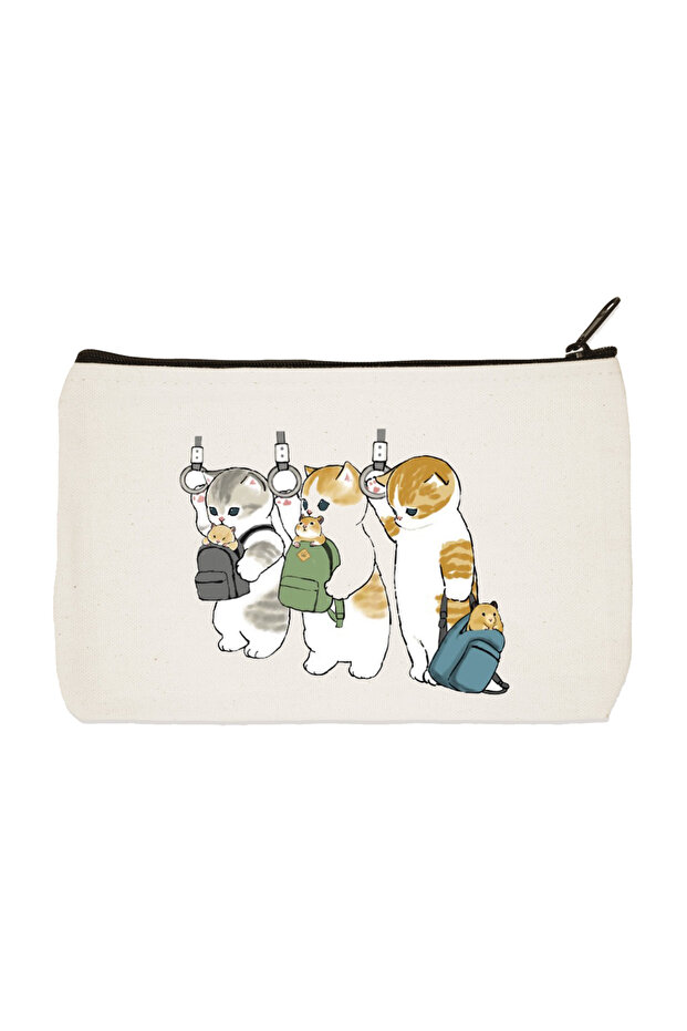 Traveler Cats Printed Cloth Makeup Bag, Pen Holder, Handbag, Wallet