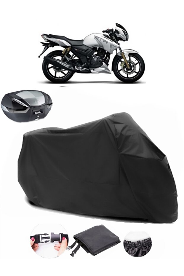 TVS Apache RTR 180 Backpack Compatible Black Motorcycle Tarpaulin Waterproof Durable Fabric