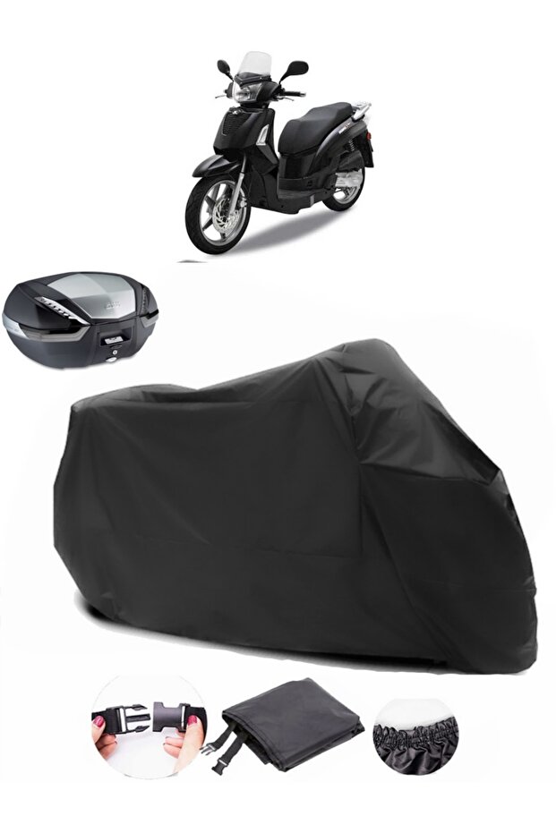 Kymco People S 200 Backpack Compatible Black Motorcycle Tarpaulin Waterproof Durable Fabric