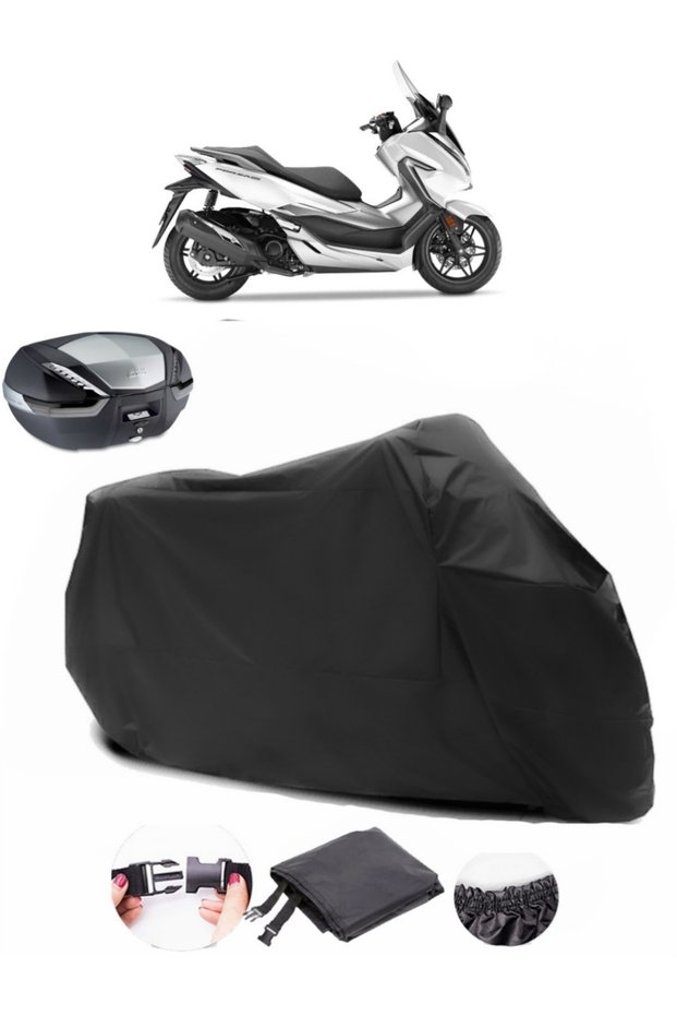 Honda NSS300 Forza Rear Bag Compatible Black Motorcycle Tarpaulin Waterproof Durable Fabric