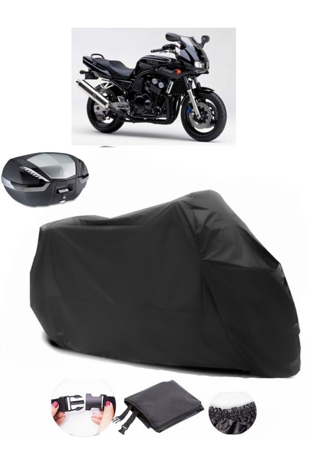 Yamaha FZS600 Rear Bag Compatible Black Motorcycle Tarpaulin Waterproof Durable Fabric
