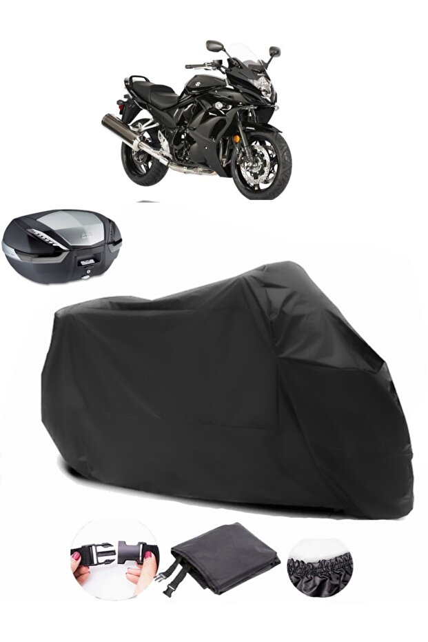 Suzuki GSX 1250 FA Rear Bag Compatible Black Motorcycle Tarpaulin Waterproof Durable Fabric