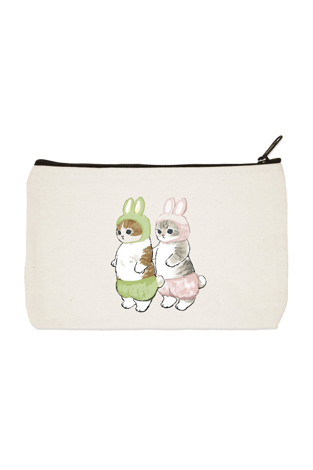 Rabbit Cats Printed Cloth Makeup Bag, Pen Holder, Handbag, Wallet
