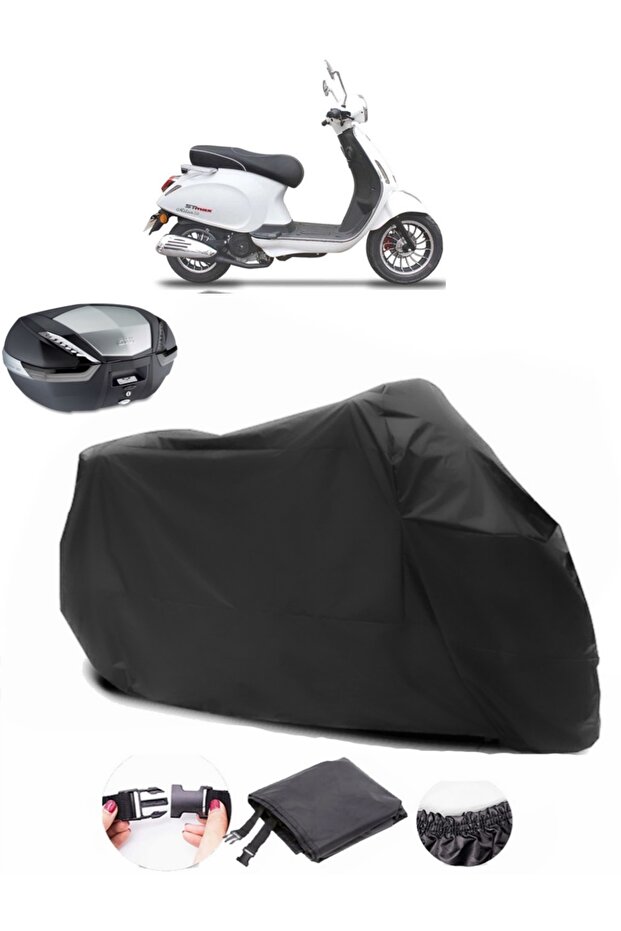 Stmax Milan 50 Back Bag Compatible Black Motorcycle Tarpaulin Waterproof Durable Fabric