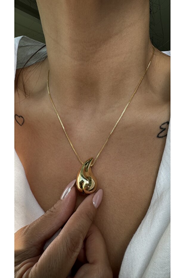 Çelik Gold Botte Kolye - 1