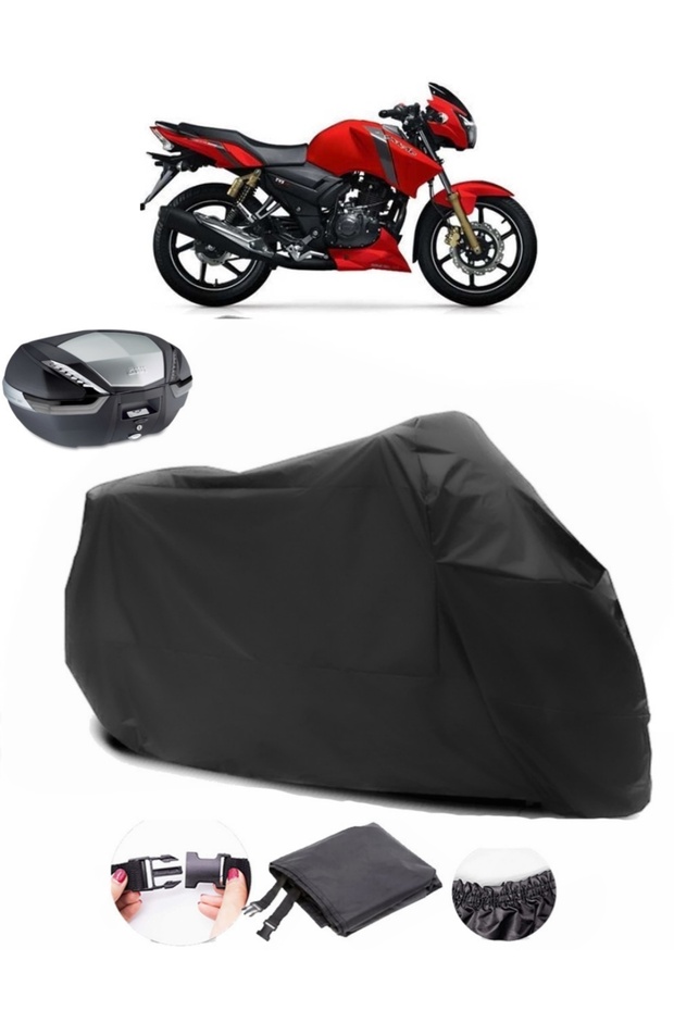 حقيبة ظهر TVS Apache RTR 150 متوافقة مع القماش المشمع الأسود للدراجات النارية المقاوم للماء