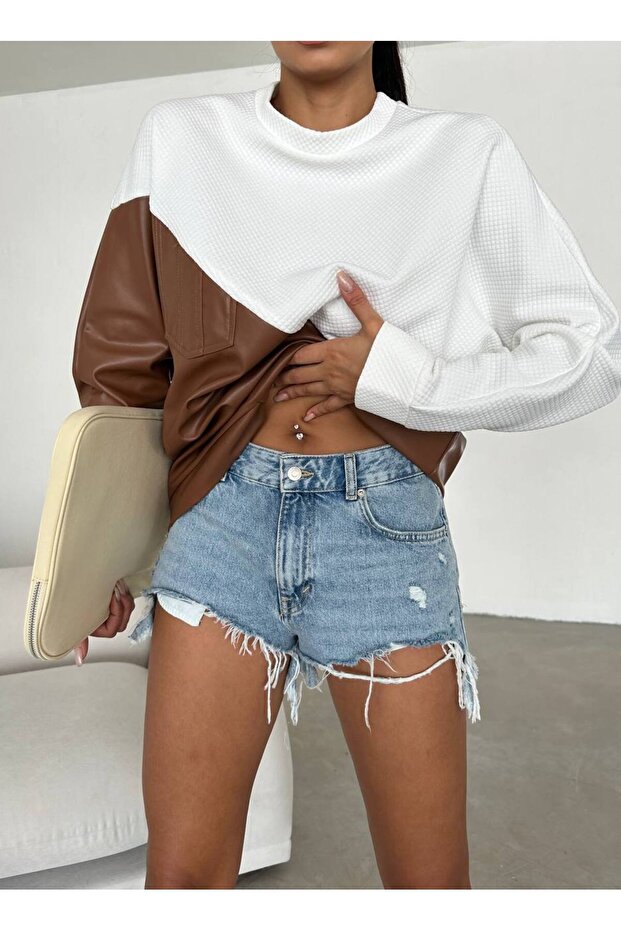 Deri Caspio Kumaş Sweatshırt - 2