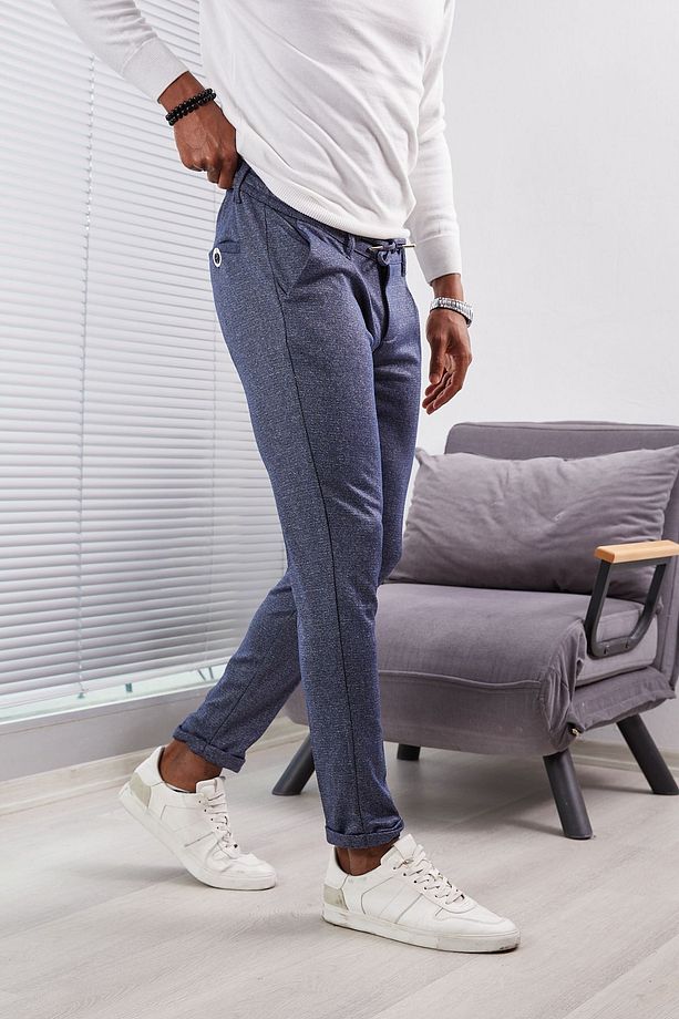 Kışlık Erkek Slım Fıt Yüksek Kaliteli Jogger Pantolon Likralı Pileli Duble Paça Örme kumaş - 8
