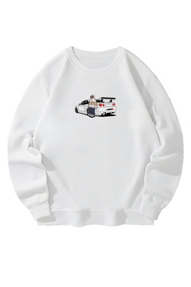 Skyline Designed Unisex White Sweatshirt