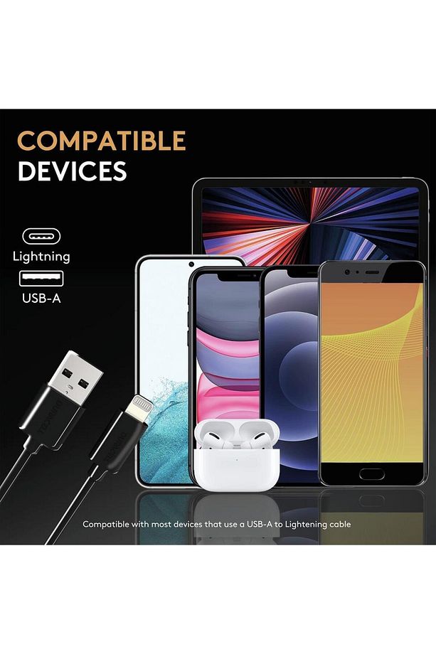 2m Lightning to USB-A Şarj Kablosu - Siyah - 4